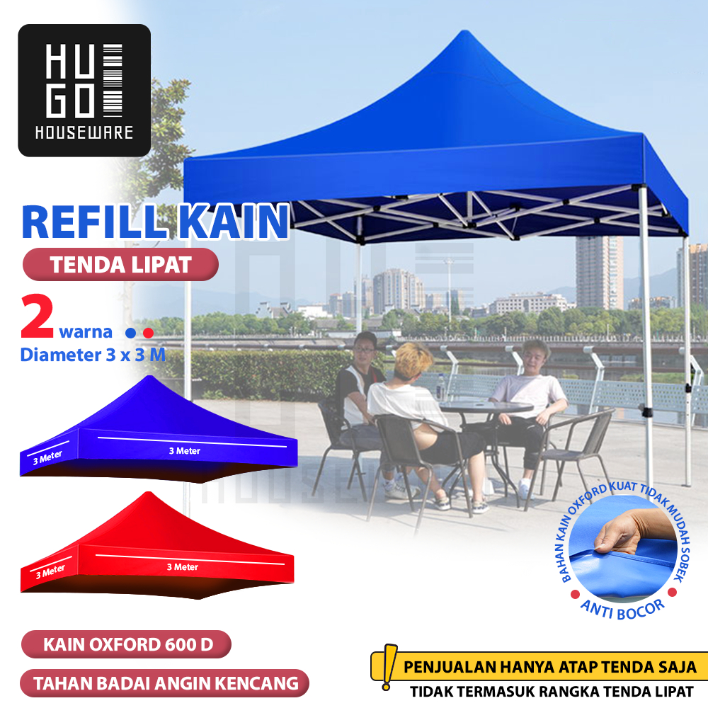 HUGO Kain Tenda Lipat Terpal Atap Tenda Jualan 3x3m Tebal Bahan Kain Oxford Polyester 600D