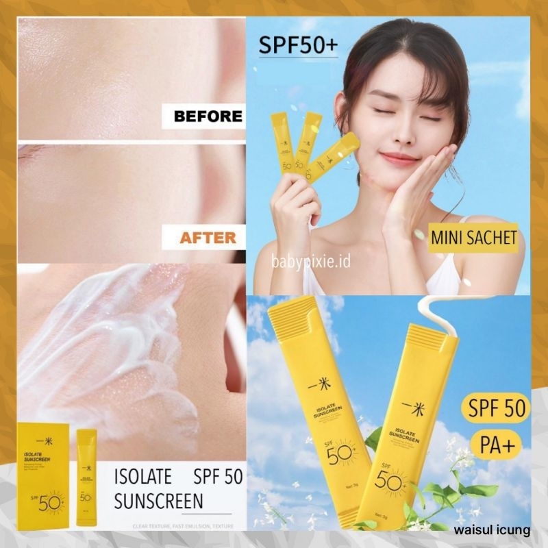 Cream Anti UV Sinar Matahari Anti kusam Flek hitam Sun Block Sachet SPF 50 PA+ Sun Screen Wajah Tahan 12 Jam Sunblock