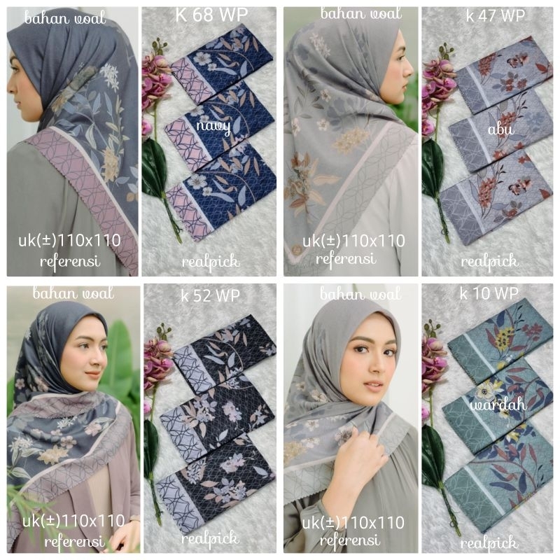 jilbab segi empat  motif voal motif lasercut denay motif voal motif premium (harga grosir partai)