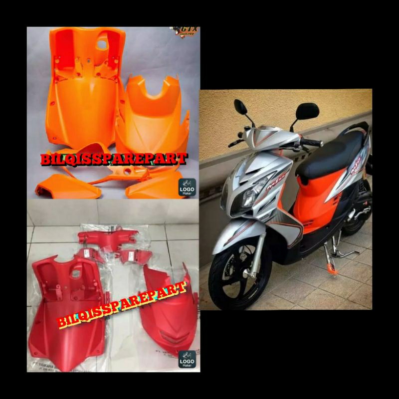 paketan cover body kasar yamaha mio soul karbu warna oren merah