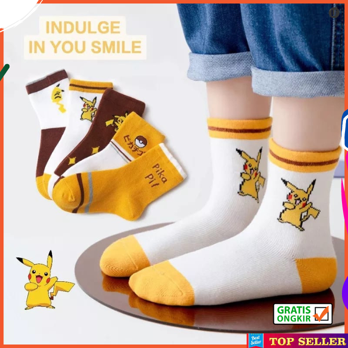 Kaos Kaki Anak Laki Sekolah TK SD Motif Cowok Kartun Pokemon Fashion Korea Socks Kids Terbaru J9