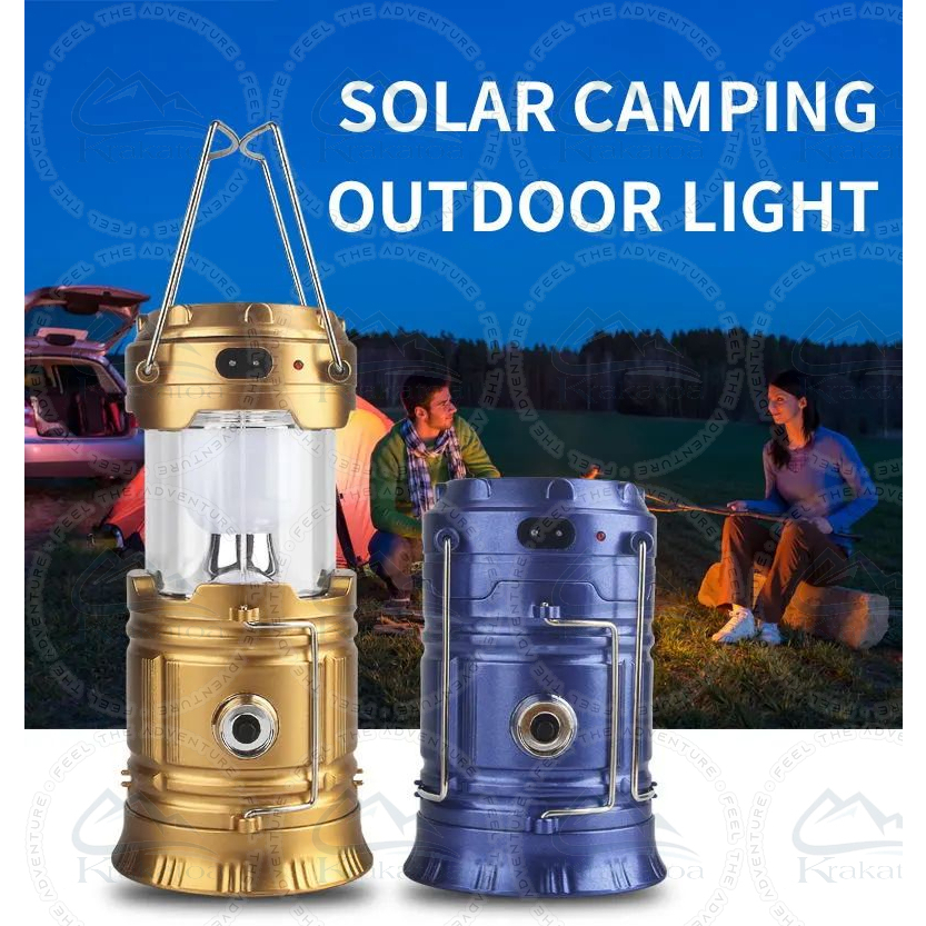 Lampu Emergency + Senter Tahan Air - Lentera Tenda Camping LED - Cas &amp; Tenaga Surya - Emergensi Lamp