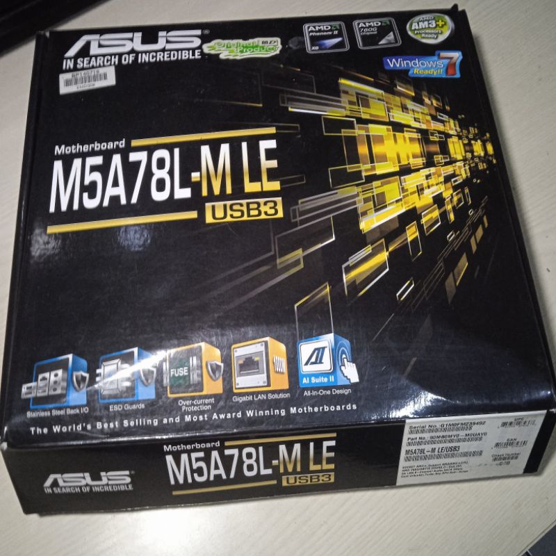 Paket Motherboard Asus M5A78L-M LE USB3 Full Set + Processor AMD Athlon64 X3 B440 Overclock Phenom Q