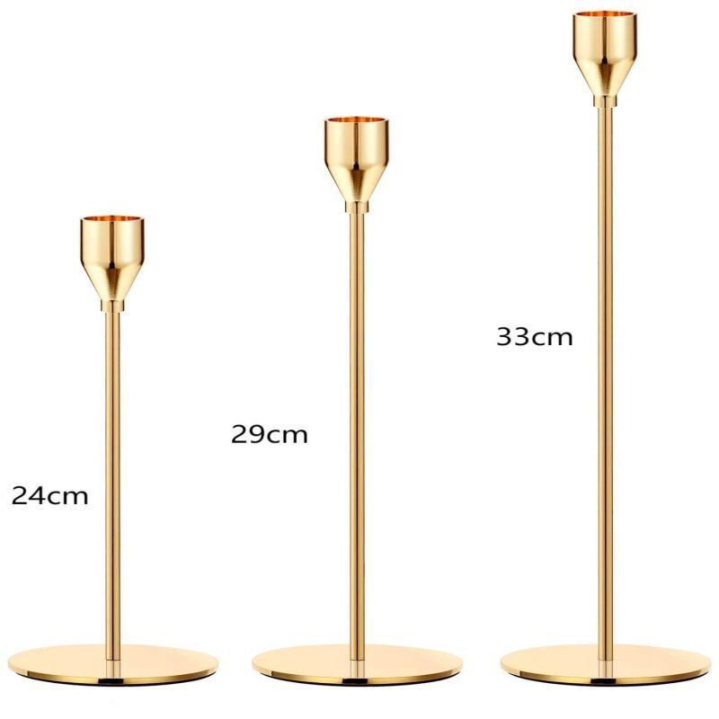 3pcs Tempat Lilin Gold Candle Holder Holder Lilin Candle Untuk Hiasan Meja