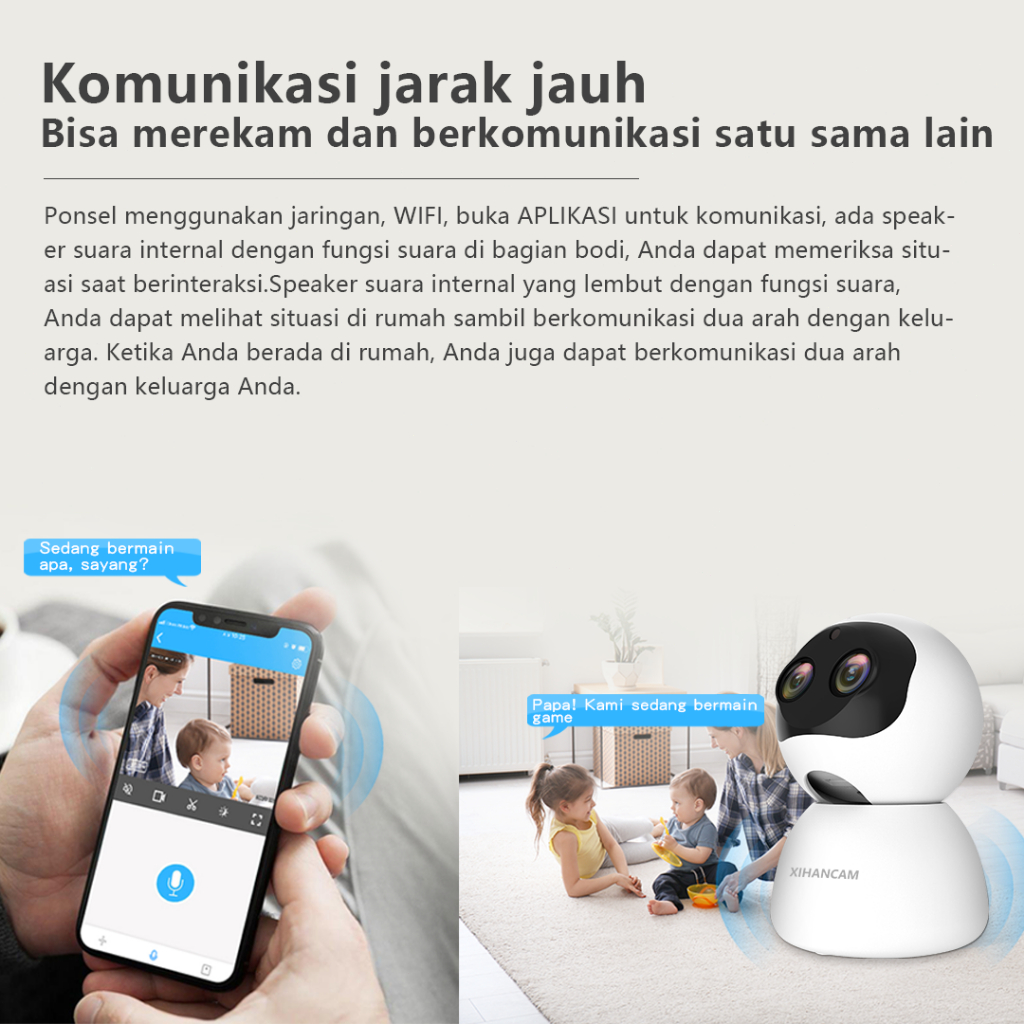 XIHANCAM Smart CCTV Zoom FHD 5MP Dual Lens Ip Camera CCTV Wifi Jarak Jauh Lewat Hp Kamera Cctv Indoor Wifi Wireless Panoramic Smart Net Camera CCTV Murah