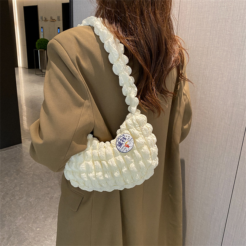 TIRAMISU Shoulderbag Tas Bahu Viral Vintage Bubble Grid Tas Bahu Puffy Cloud Pleat Bag Outfit Konser Korean Fashion Wanita Aesthetic Style Chikoisme