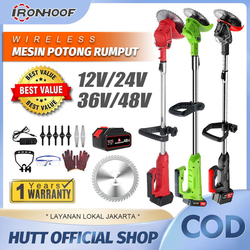 IRONHOOF Mesin potong rumput batrai Mesin pemotong rumput Mesin potong rumput listrik Pemotong
