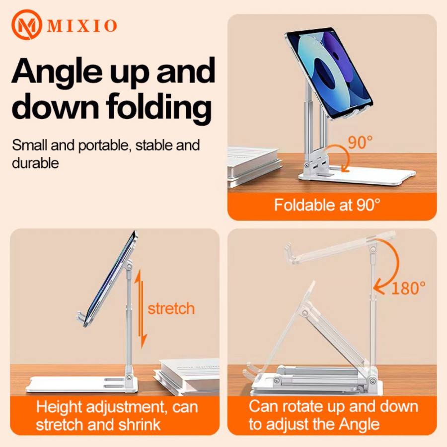 MIXIO - Foldable Adjustable Tablet/iPad ZM-03 Stand Holder Aluminium