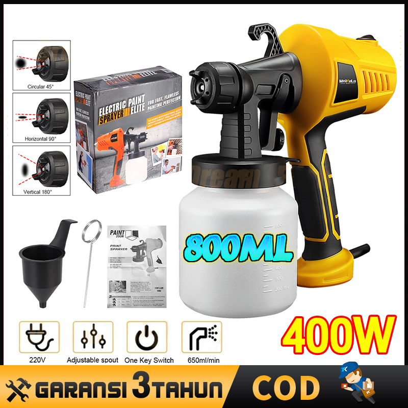 Reaim 800ML Electric Spray Gun 400Watt Paint Mesin Cat Semprot Elektrik semprot Cat ga Bisa buat minyak Alat Semprotan Ryu Semprotan Cat Listrik Ryu