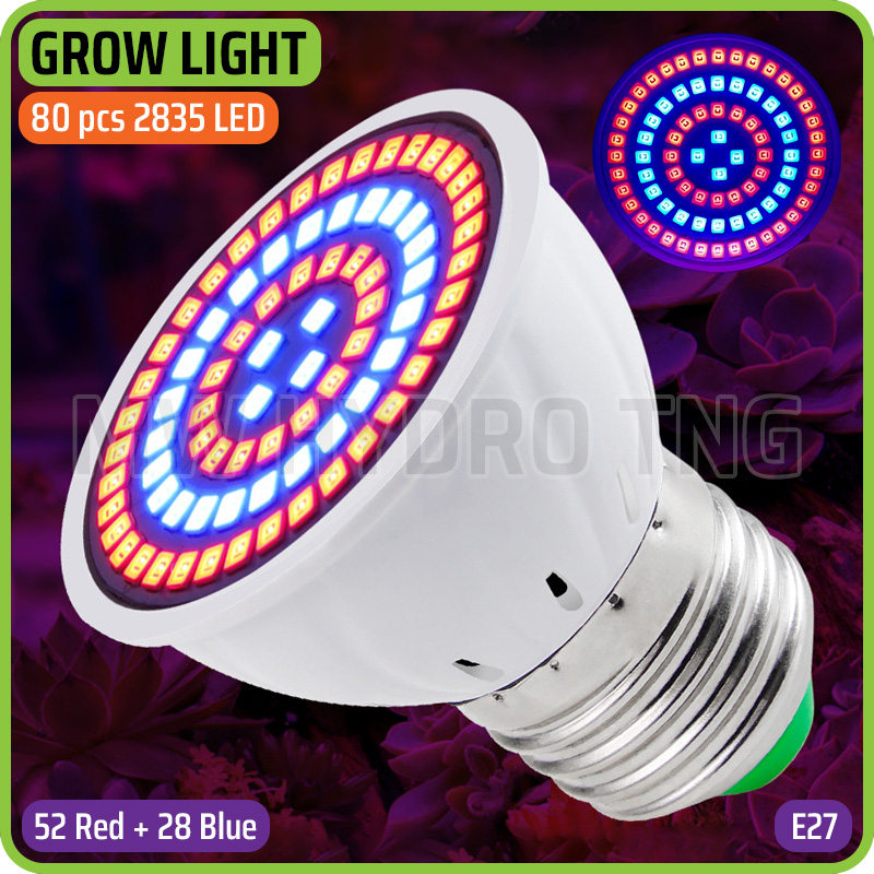 LED Plant Grow Light, 80 LED R+B, 2835 SMD, E27 - Lampu Tanaman