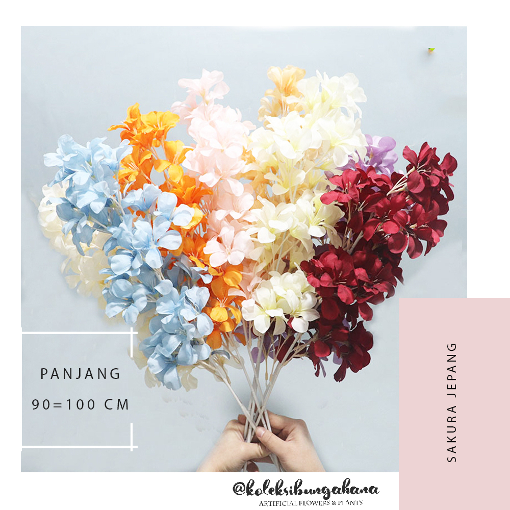 bunga plastik panjang dekorasi pernikahan daun artiificial