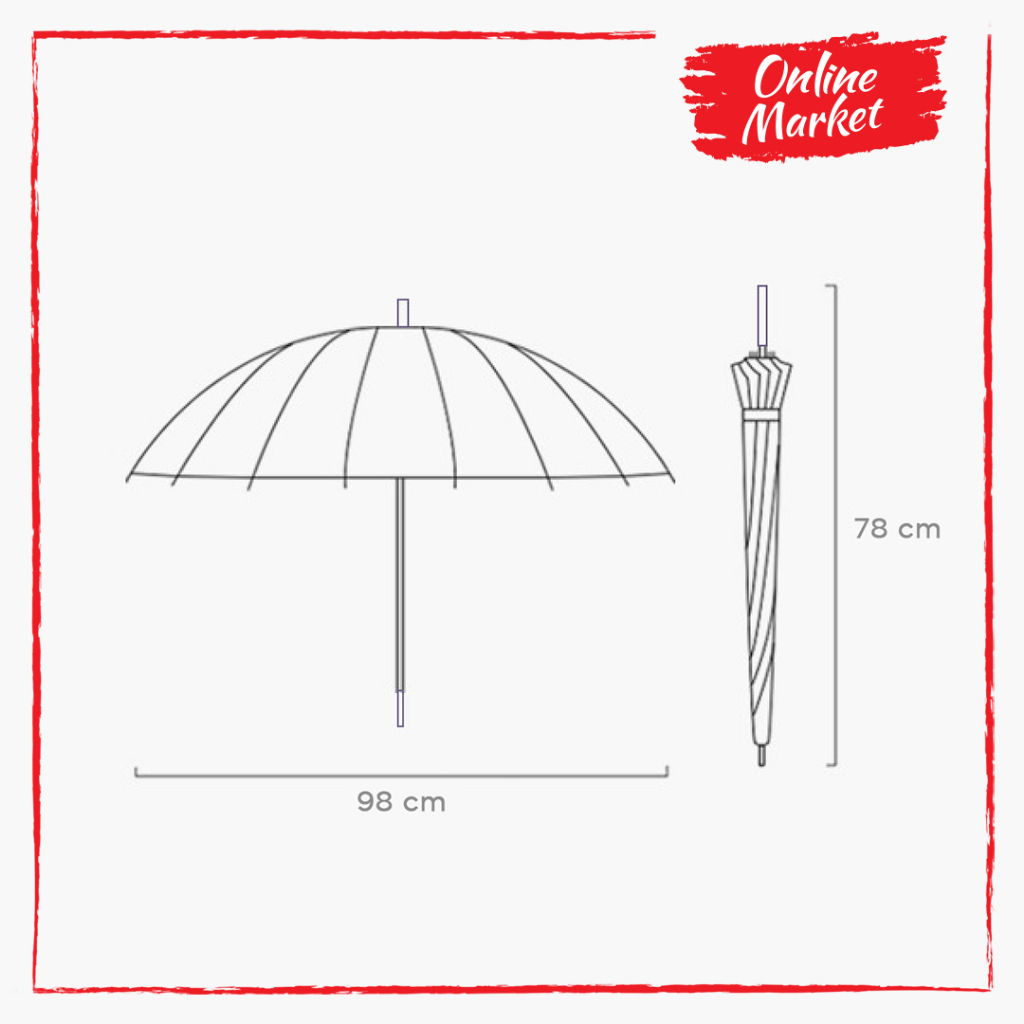 PAYUNG HUJAN 16 RANGKA Ukuran Lebar Diameter 98 cm | Payung Kokoh | Payung Badai