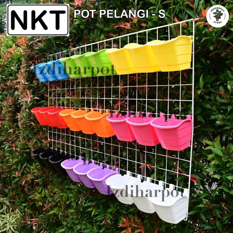 POT BUNGA TANAMAN NKT VERTICAL TEMPEL WARNA WARNI - NKT PELANGI SMALL