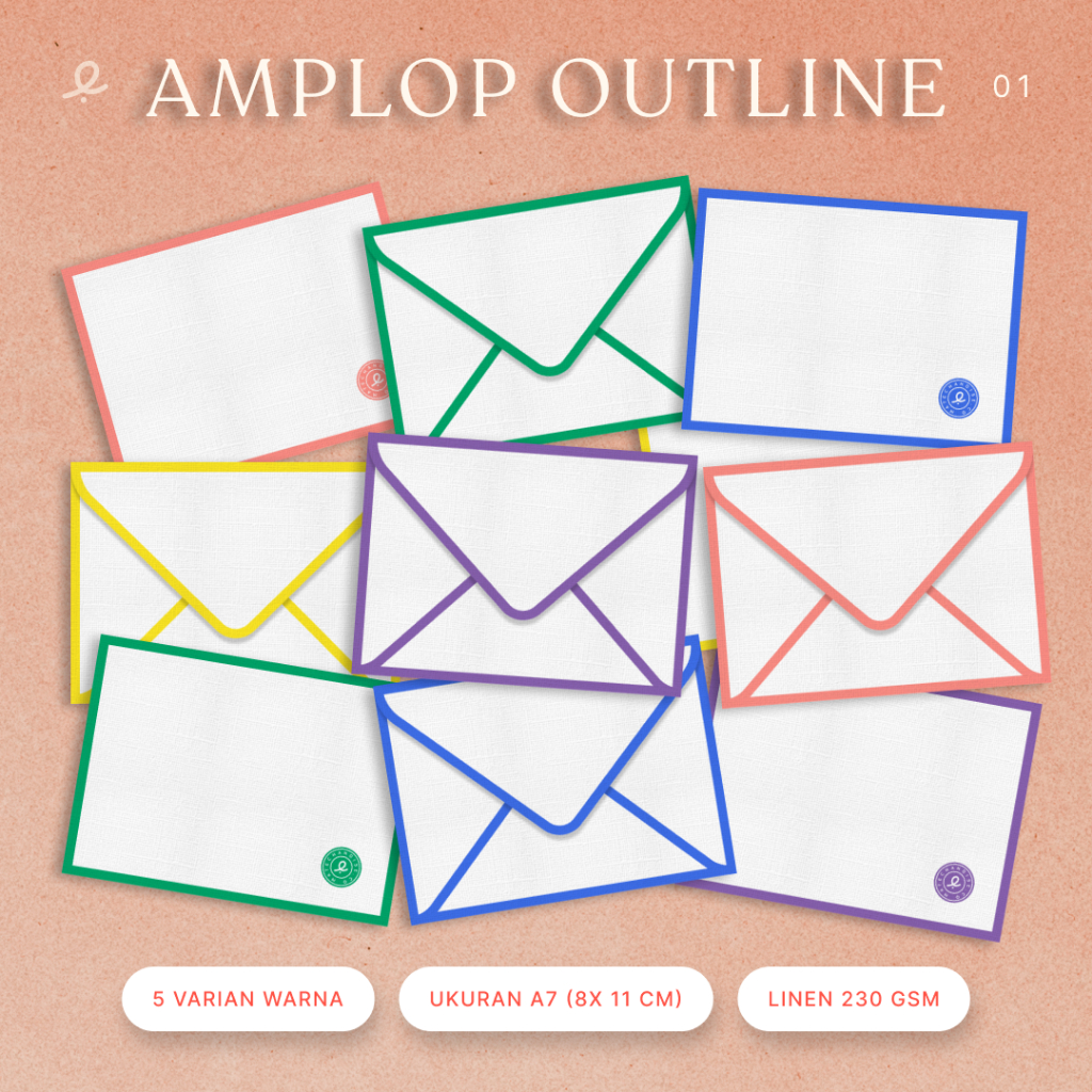 

Amplop outline polos pastel aesthetic | 5 Varian warna | A7 (8X11 CM) | Linen 230cm