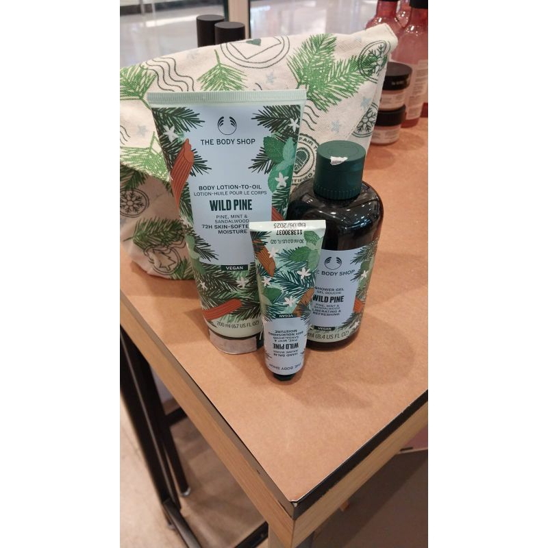 wild pine the body shop (lotion shower gel and hand cream)