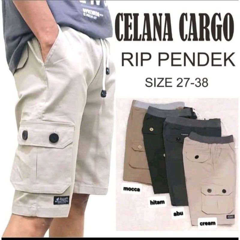 Celana Pendek Pria Cargo  Model Rip atau Kolor Bahan Katun nonstrit Tebal Size 27 sampai 32