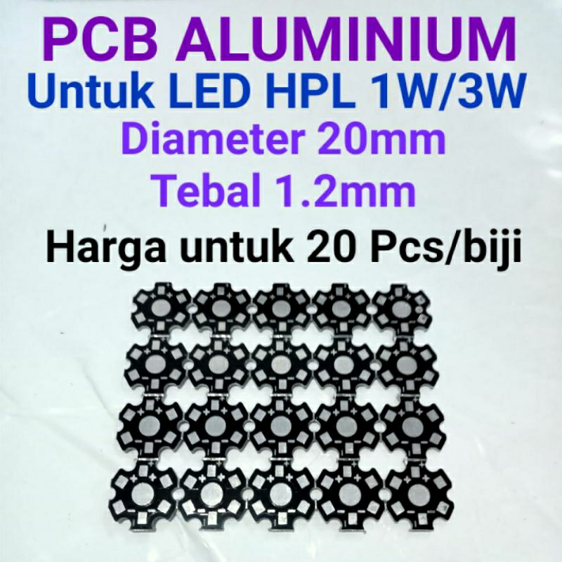 PCB LED HPL (heatsink) 1W/3W Tebal (20 biji)