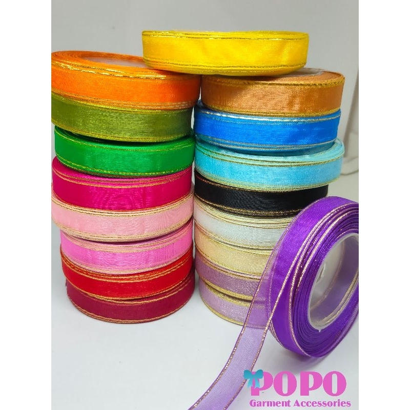 pita organdi ukuran 1.2cm per Roll ( -/+20yard ) Rp5000