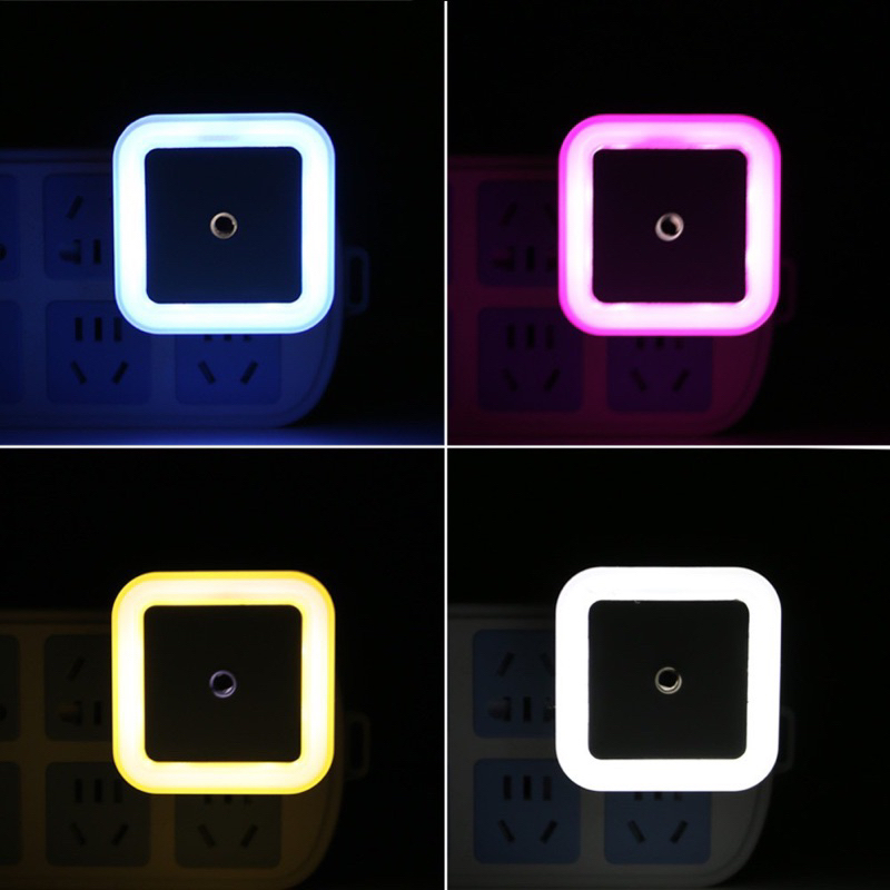 DEALSHOP21 | Lampu Tidur LED Otomatis Sensor Cahaya Colok Listrik Dinding Persegi Dekorasi Ruangan Night Lamp