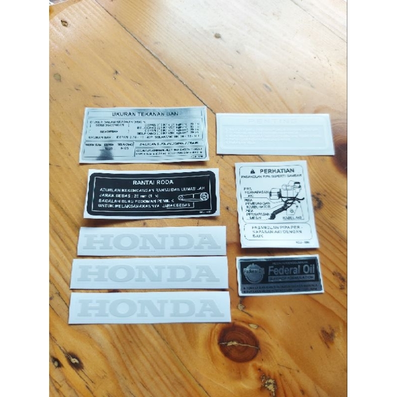 Stiker Keterangan Detail Fullset Honda Tiger Lawas Untuk Warna Merah Hitam Hijau Violet