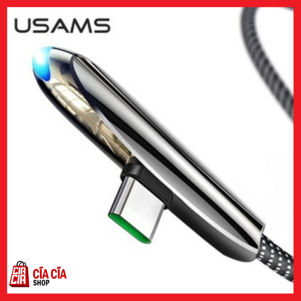 USAMS U34 Kabel Data Charger USB Type C Gaming Gamers Kabel USB C 3A Kabel Charger Type C Elbow L