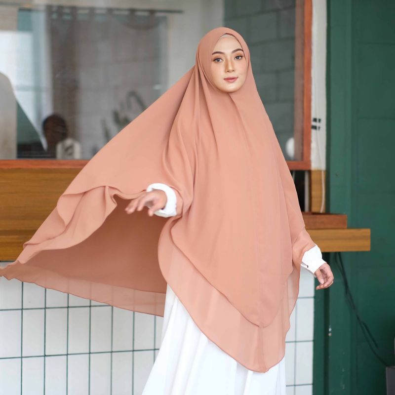 Jilbab Hijab Instan Kerudung Bergo Syari Jumbo Khimar Ansaria Ceruty 2 Layer