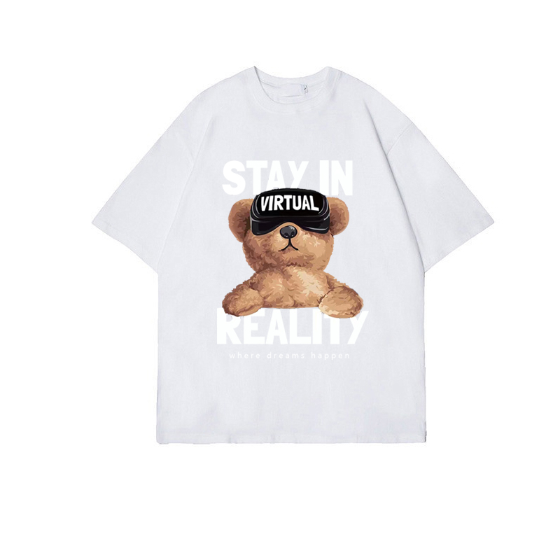 Kaos Oversize Kekinian Vintage Korea Cute Bear Letter Kaos Couple  Korean Style/Kaos Toffe