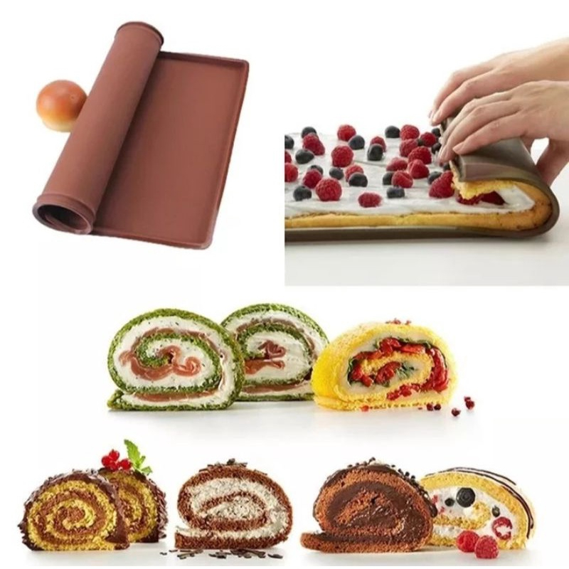 (CLASHOP)Loyang Bolu Gulung Anti Lengket Roller Swiss Roll Roller Baking Mat Non-stick Silicone Baking Pad Tools