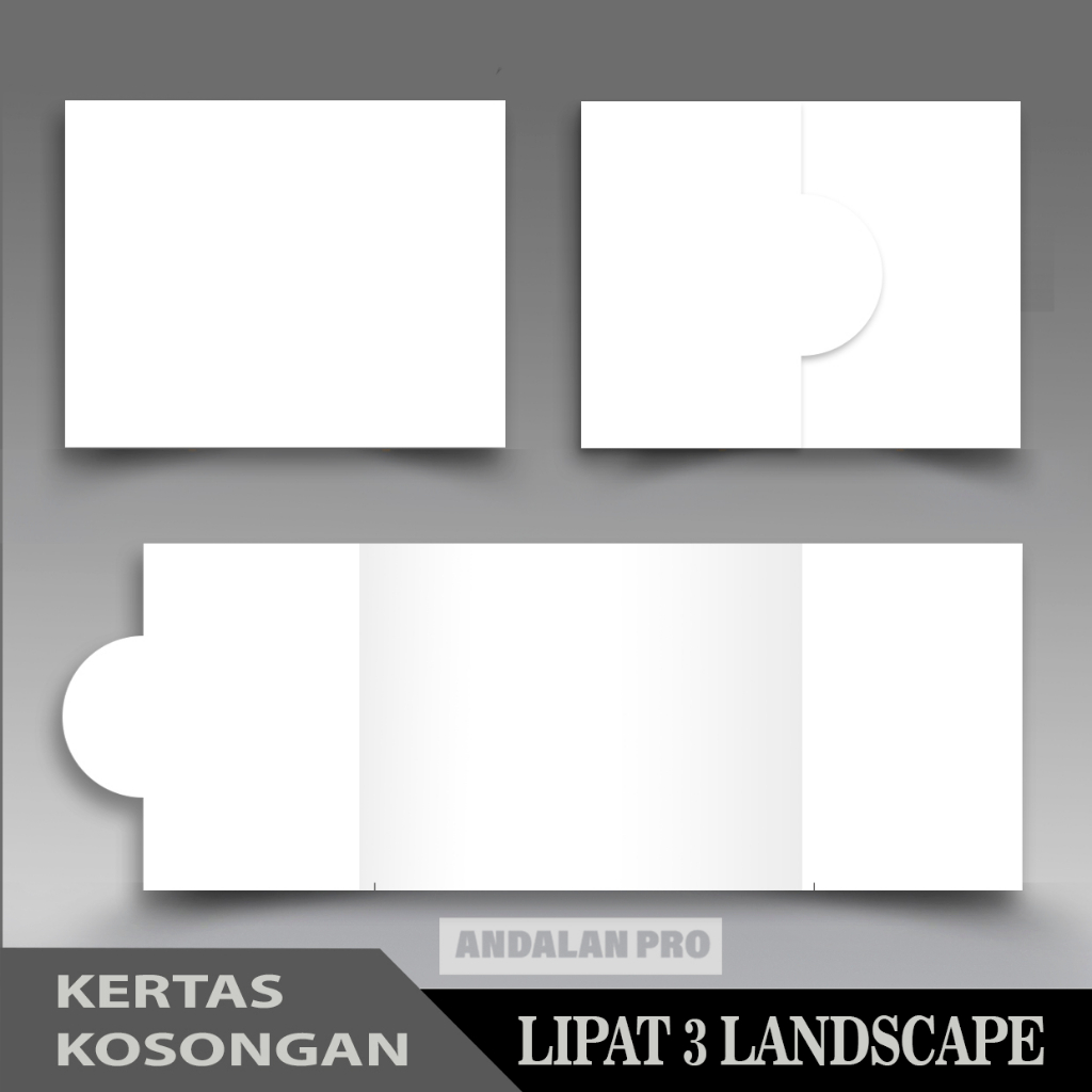 Kertas Undangan Polosan Lipat 3 Landscape Bahan Jasmine / Tik 200 GSM