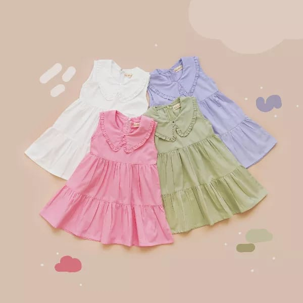 KID AND KNIT - BABYGIGGLES Anna Ruffle Collar Dress / Dress Anak Perempuan