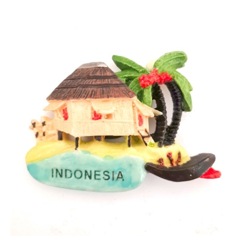 souvenir indonesia magnet indonesia rumah adat Indonesia pohon kelapa indonesia