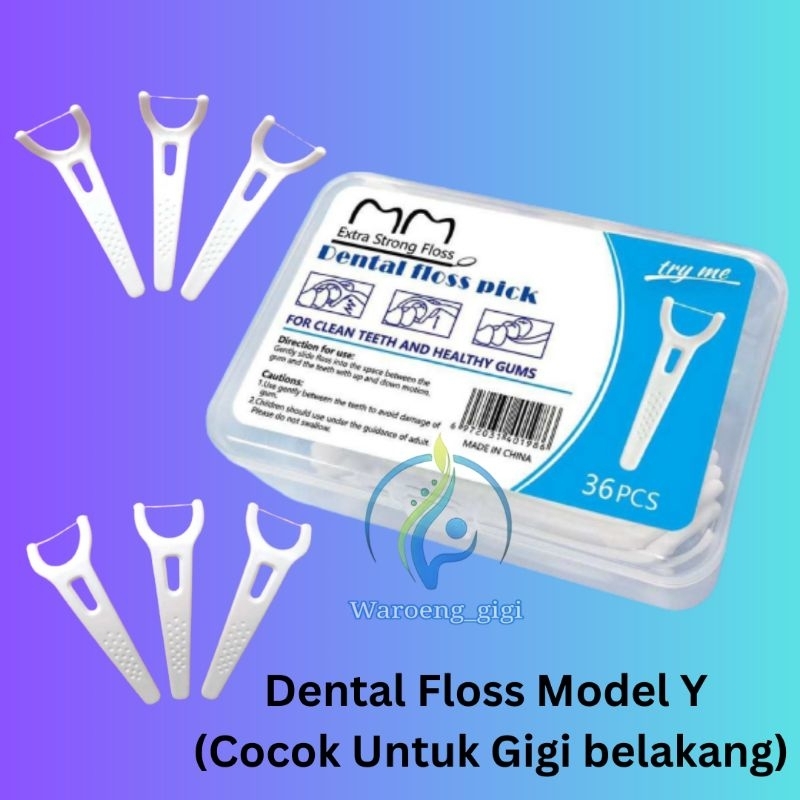 Dental Floss Benang Gigi Model Y Angled Flosser ( 1 kotak isi 36pcs)