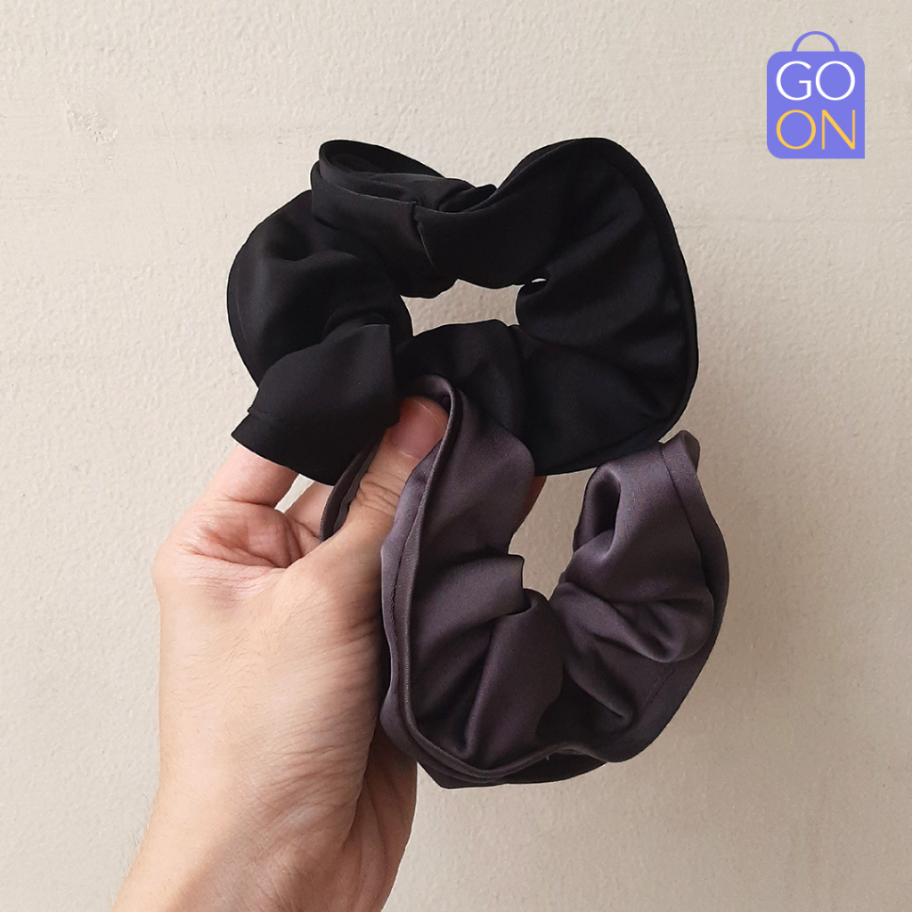 GO ONLINE French Scrunchies Set 2pcs ukuran JUMBO - Kunciran ikat rambut elegan