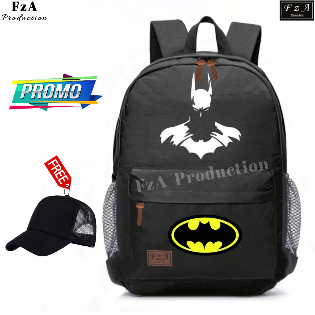 FzA Official -Tas Ransel anak laki laki - Tas Ransel Anak Sekolah - Tas Ransel Sekolah anak laki-laki anak perempuan Backpack Sekolah Anak [ High Quality ] - Black Caruter Kids FREEE TOPI