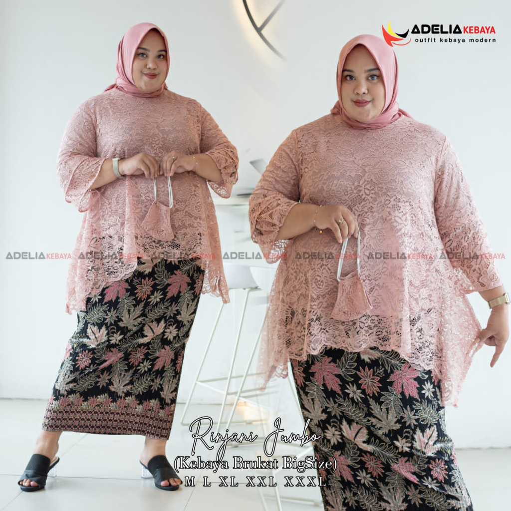 ( COD ) JUMBO - Setelan kebaya blouse rinjani jumbo - kebaya modern - outfit kekinian - bahan brukat - pakaian pesta keluarga, wisuda, baju akad dan nikahan