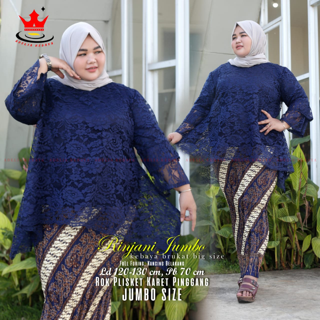 ( COD ) JUMBO - Setelan kebaya blouse rinjani jumbo - kebaya modern - outfit kekinian - bahan brukat - pakaian pesta keluarga, wisuda, baju akad dan nikahan