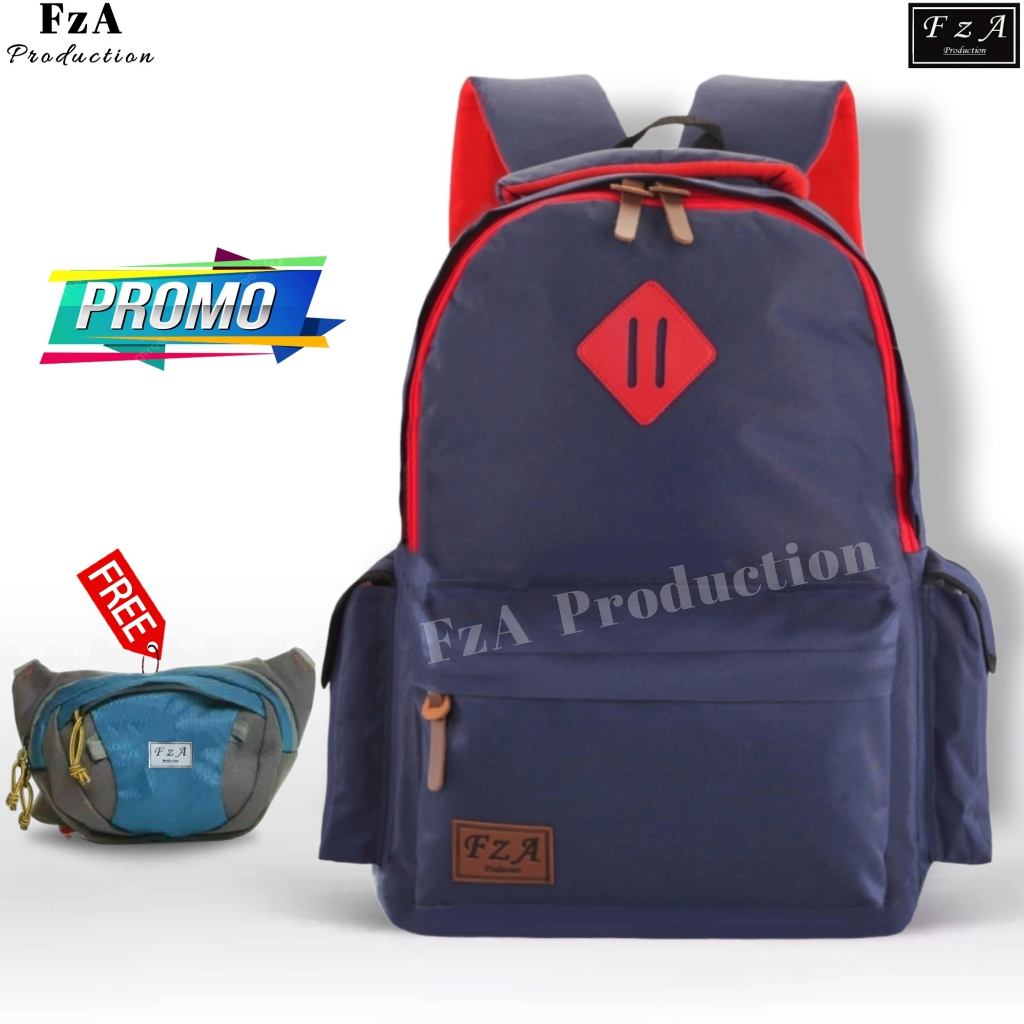 FzA Official -Tas Ransel anak laki laki - Tas Ransel Anak Sekolah - Tas Ransel Sekolah anak laki-laki anak perempuan Backpack Sekolah Anak [ High Quality ] - Navy Kids FREEE Waistbag