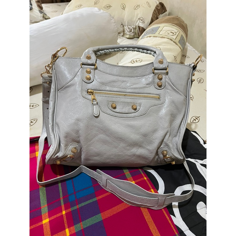 Balenciaga Giant City Grey with gold studs