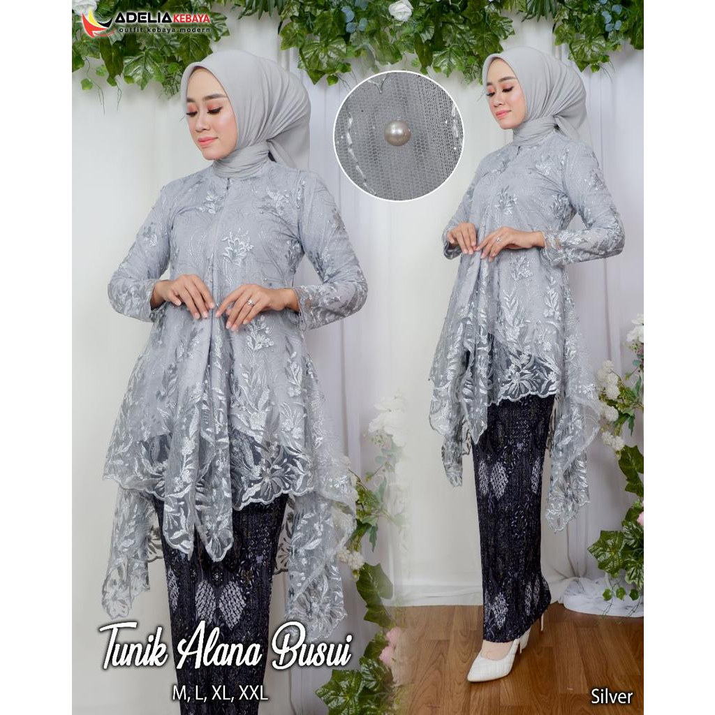 ADE&gt; STELAN TUNIK ALANA BUSUI - KEBAYA TUNIK TULLE - STELAN KEBAYA PESTA CANTIK - KEBAYA WISUDA MODERN - KEBAYA TERLARIS COCOK UNTUK ACARA PESTA DAN KONDANGAN