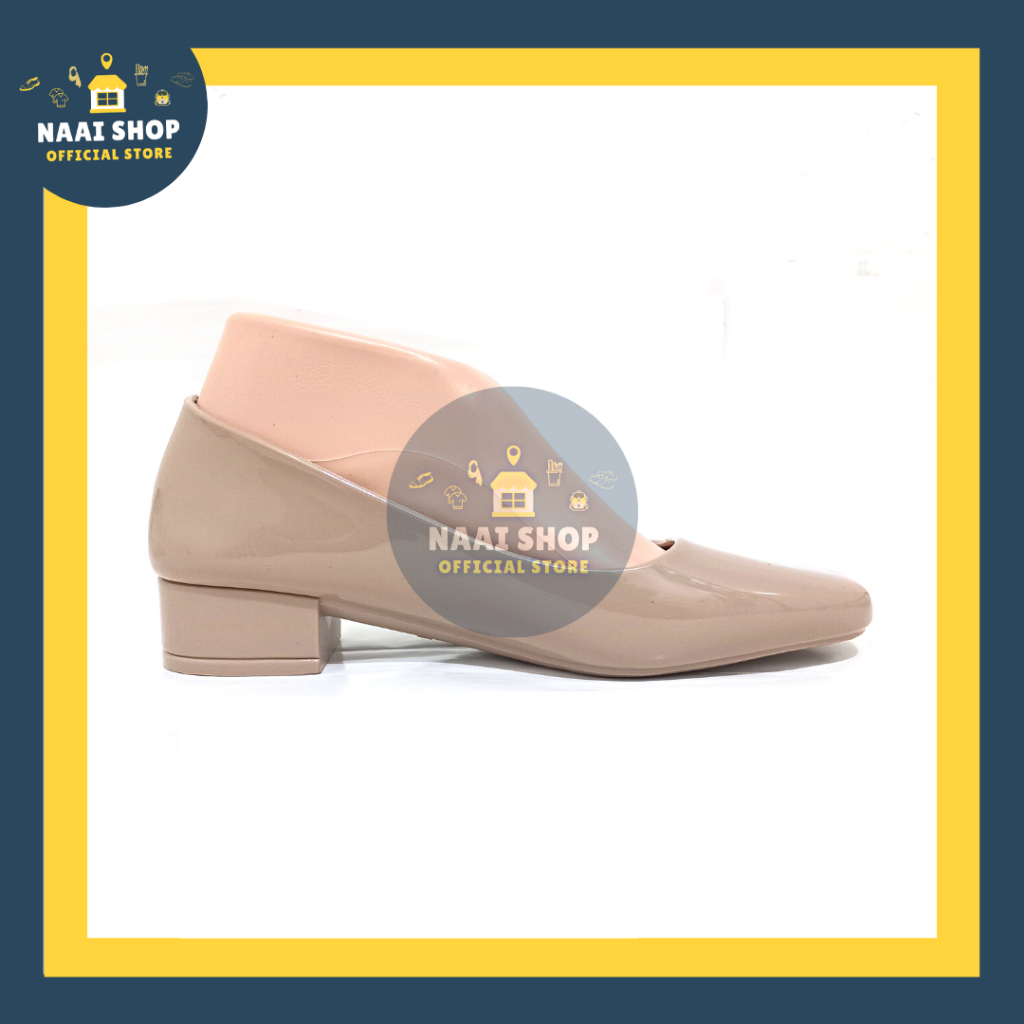 Sepatu Wedges Wanita Polos Kilau Size 36-40 Hak Tahu Sedang 3 CM Jelly Shoes Soft Color Glosy Slip On Kerja Kuliah Sekolah Terbaru Selop Heels Bahan Karet Kasual Korea Style Kekinian Slop Formal Cewek Import Premium Murah Pantofel Terlaris Jinjit Balance