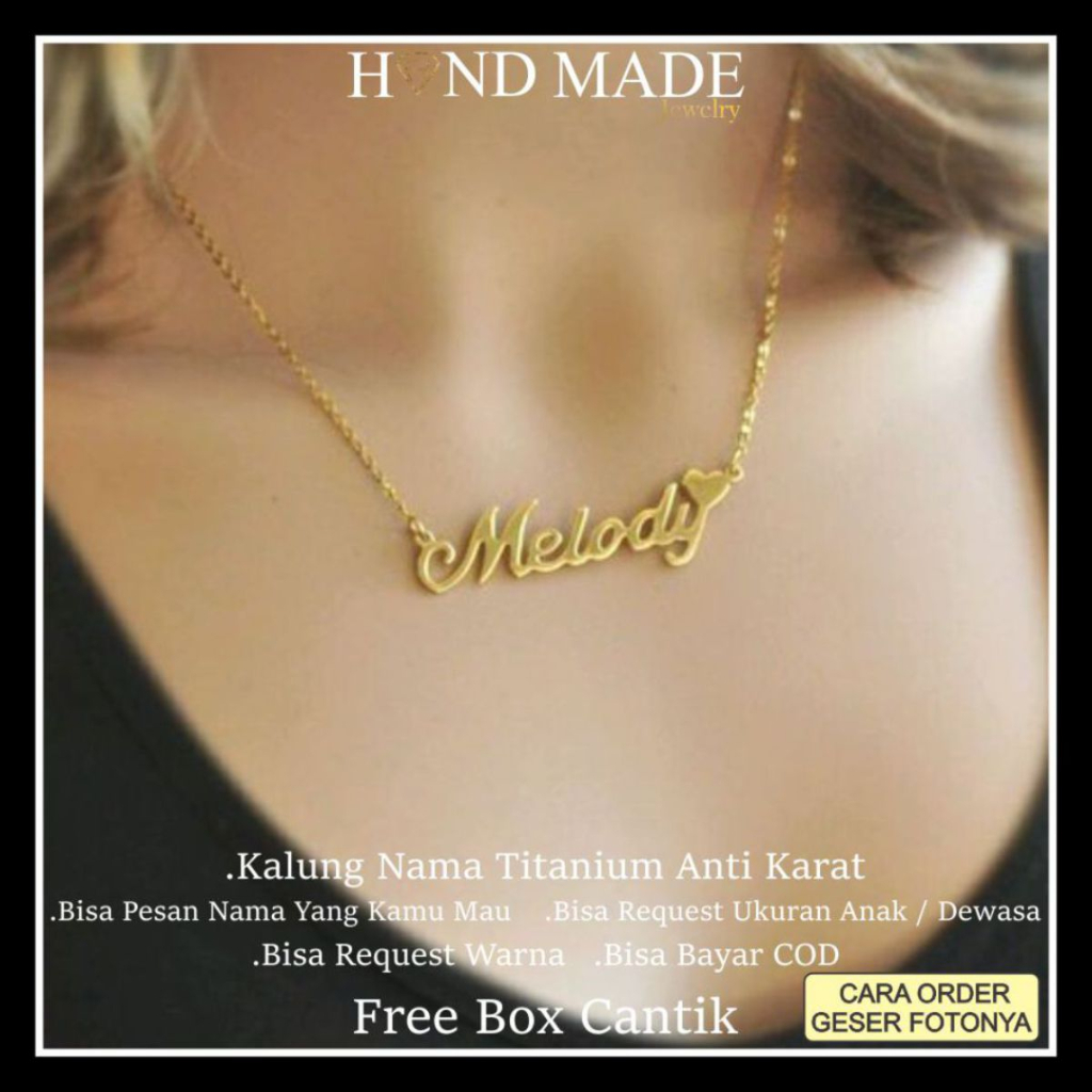 kalung nama titanium anti karat anak dewasa kalungnama aksesoris wanita necklace titanium aksesoris fashion