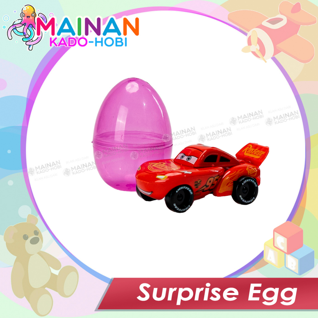 MAINAN EDUKASI ANAK SURPRISE EGG TELUR KEJUTAN MOTIF KARAKTER CARS MOBIL