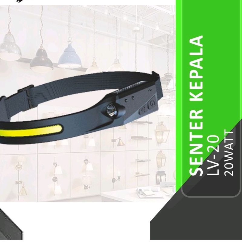 Senter Kepala 20WATT WATERPROOF sensor & Switch Fungsi (WATERPROOF HEADLAMP USB RECHARGEABLE FLASHLI