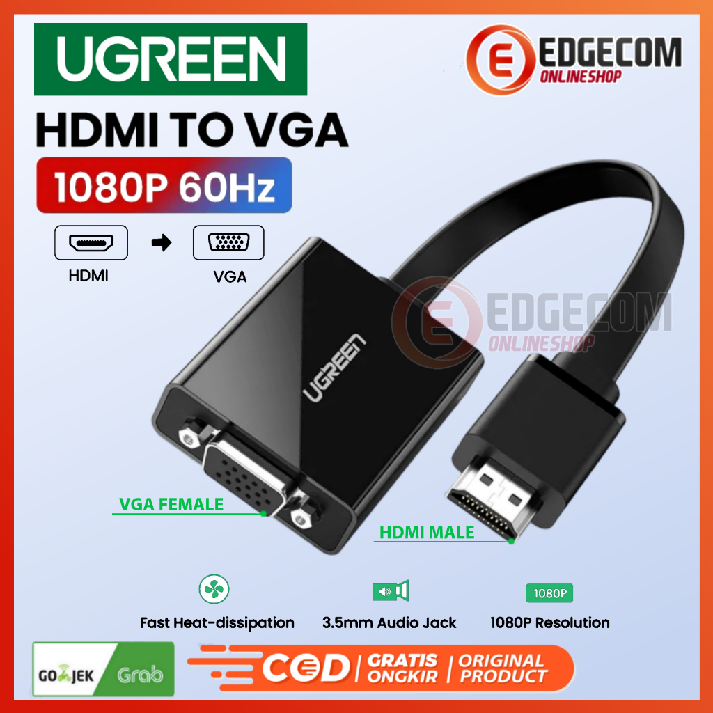 UGREEN Konverter HDMI to VGA with Audio and Micro USB Power