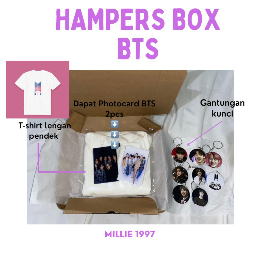 

Hampers Box BTS/ Jin/ Suga/ J-hope/RM/Jimin/ V/ Jungkook (BACA DESKRIPSI)