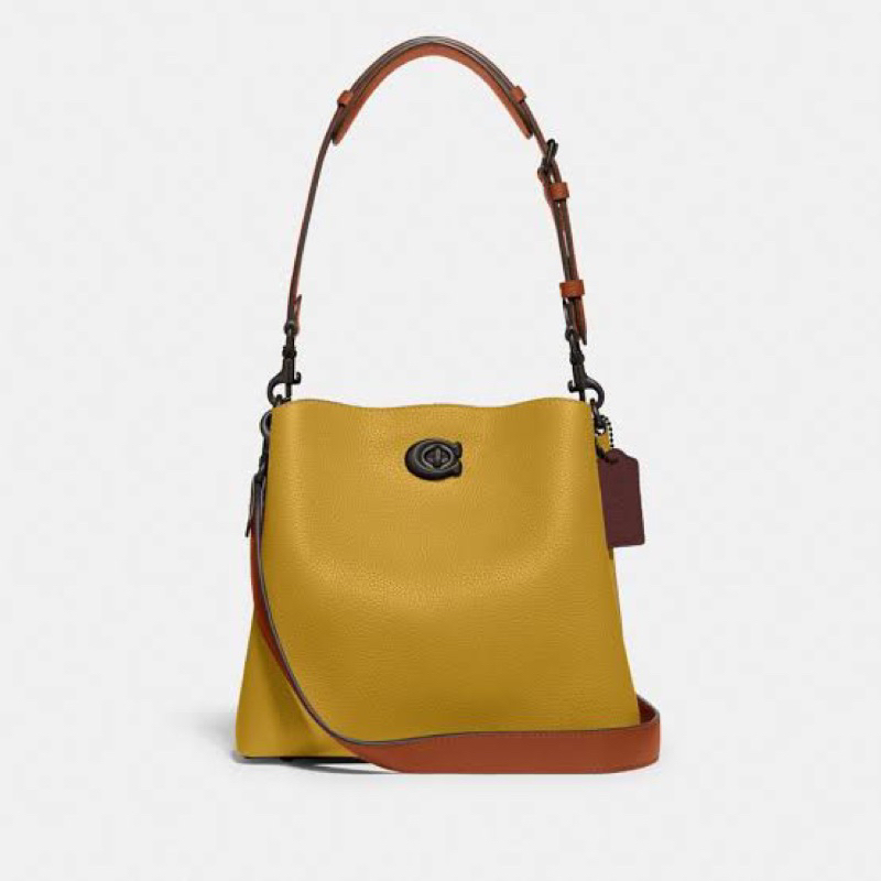 coach willow bucket bag in colorblock flax multi