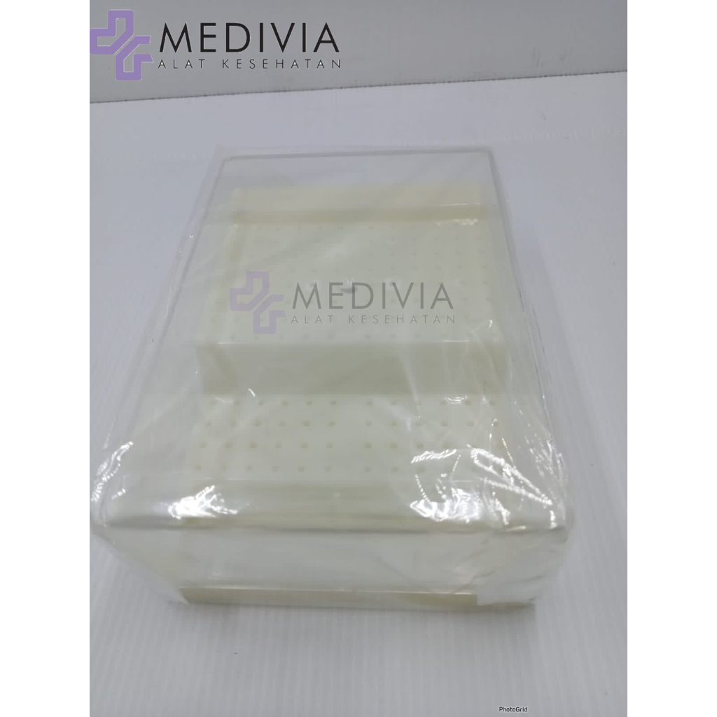 DENTAL KOTAK BUR HOLDER BULAT TEMPAT BUR LOW SPEED HIGH SPEED 60 HOLES