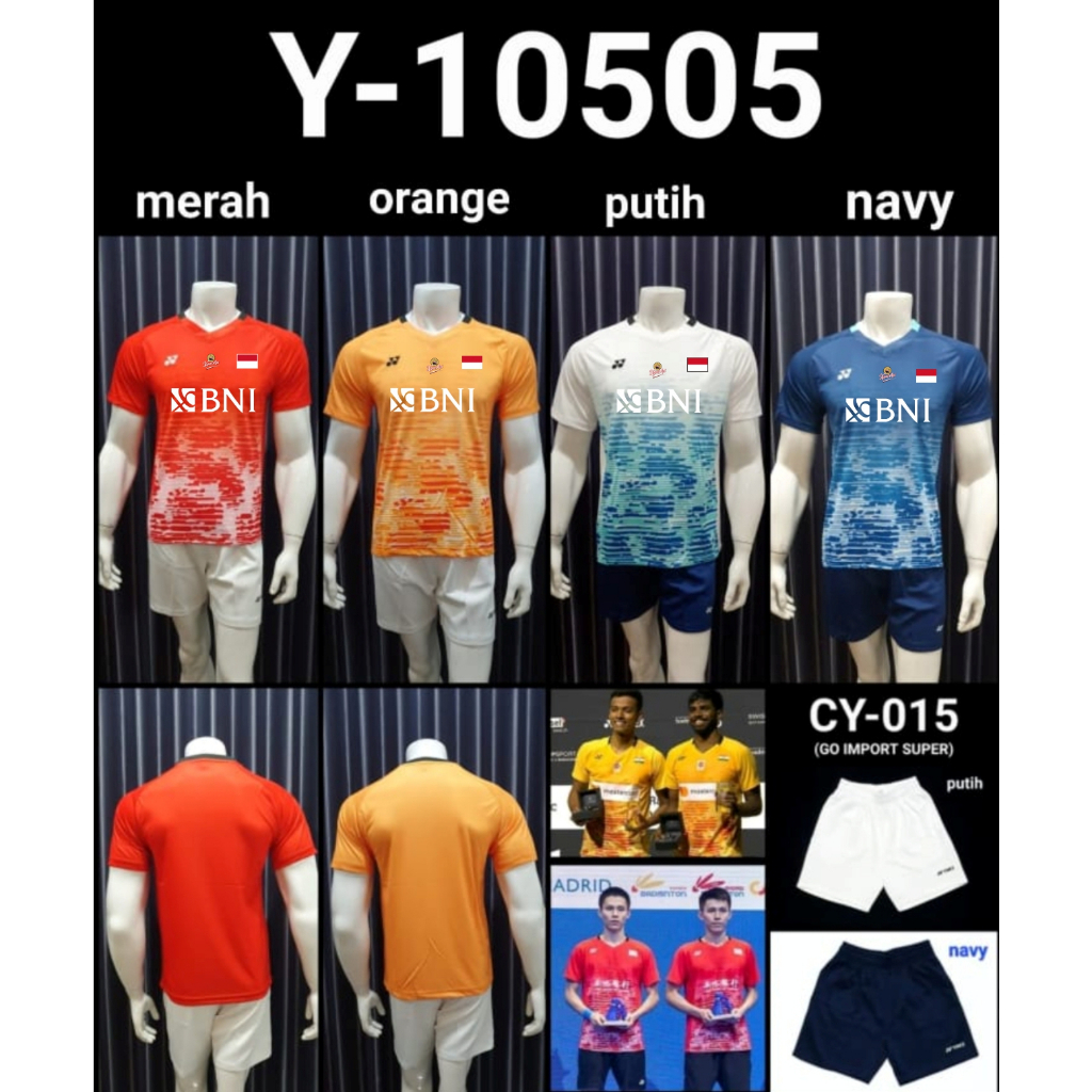Jersey Badminton Y10505 Grade Original Import + Sablon Sponsor Di Dada
