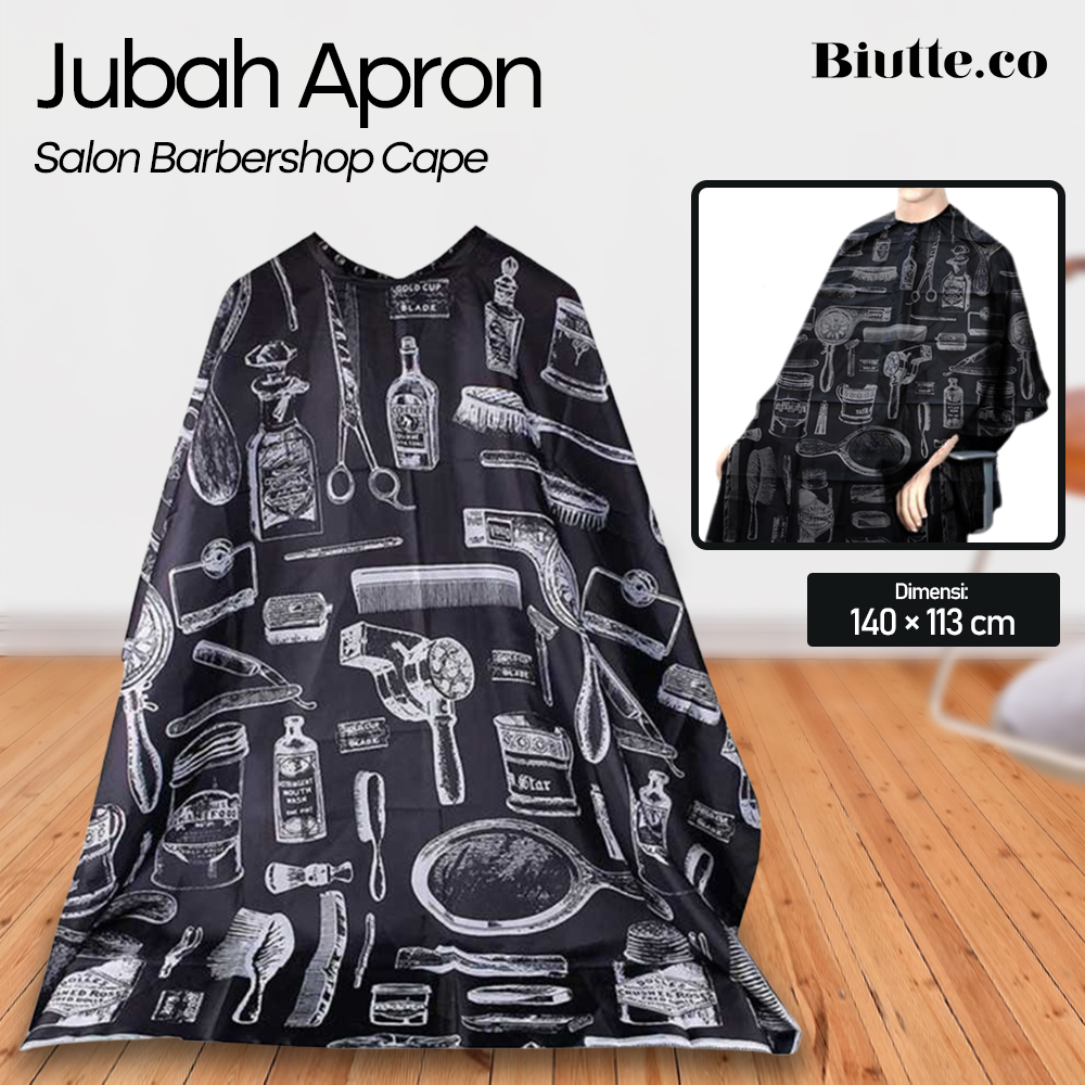 Jubah Apron Pangkas Rambut Salon Barbershop Cape - WB01 - OMHX0VBK Black