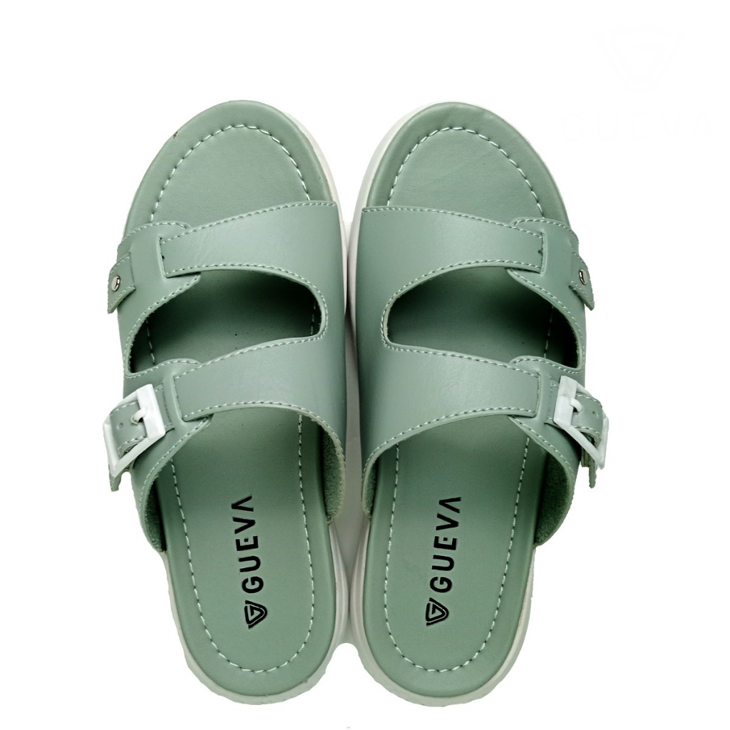 Sandal Wanita GUEVA Double Strap Sandal Gesper Cewek Kekinian Sandal Slip On Gesper Casual